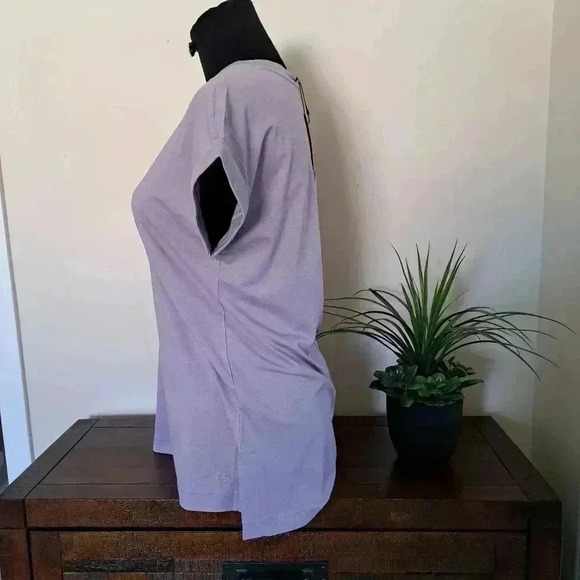 NWT Banana Republic V-neck Top Pale Purple Rolled Sleeve XS Cotton Blend Tee - Picture 2 of 13